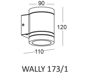 Kinkiet WALLY 173/1 ELKIM Nowoczesna tuba LED 5W 3000K / 4000K IP65 aluminium/szkło - 3