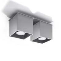 Lampa sufitowa podwójny plafon Quad 2 SOLLUX LIGHTING szary kostka SL.0064 techniczna nowoczesna kwadratowa