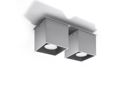 Lampa sufitowa podwójny plafon Quad 2 SOLLUX LIGHTING szary kostka SL.0064 techniczna nowoczesna kwadratowa