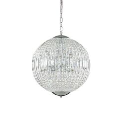 Lampa wisząca LUXOR SP8 Ideal Lux  116228   klosz w kształcie kuli z ciętych kryształków 