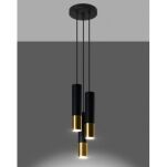 Lampa wisząca LOOPEZ SL.0955 Sollux tuba 3xGU10 czarna złota - 3