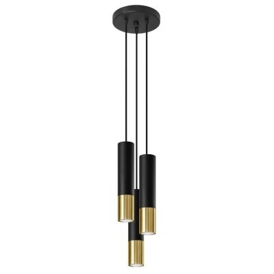 Lampa wisząca LOOPEZ SL.0955 Sollux tuba 3xGU10 czarna złota