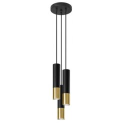 Lampa wisząca LOOPEZ SL.0955 Sollux tuba 3xGU10 czarna złota