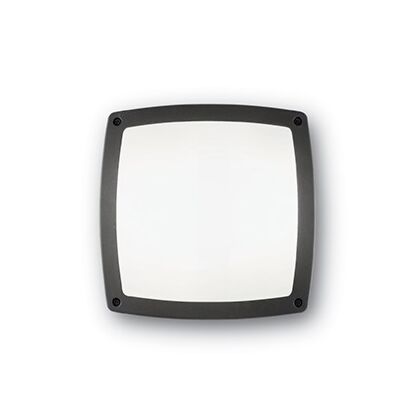 Plafon COMETA PL3 ANTRACYT Ideal Lux  082240 kwadrat rama z aluminium o wykończeniu szarym klosz  biały