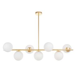Lampa wisząca FREDICA LDP 6030-7 (GD) Lumina Deco złota podstawa białe klosze