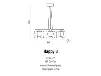 Lampa wisząca Happy 3 Azzardo 2192-3P  AZ0484  nowoczesny białe klosze okryte transparentnymi wykończenie chromowane - 3