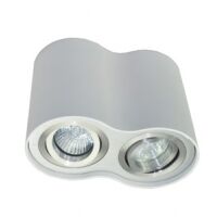 PLAFON ZUMA LINE RONDOO SPOT 50407-WH Z ALUMINIUM W KOLORZE BIAŁYM CHROMOWANY PIERŚCIEŃ NOWOCZESNA TUBA PODWÓJNA