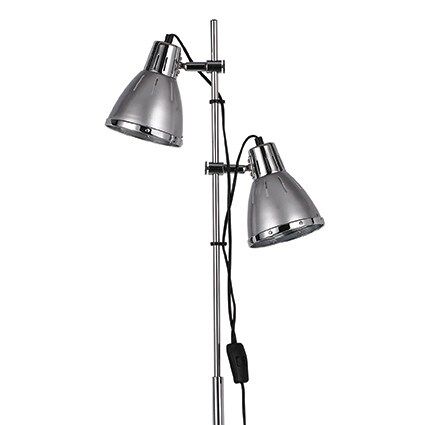 Lampa podłogowa ElVIS PT2 SREBRNY Ideal Lux 042794   Posiada regulowane ramię w kolorze srebrnym emaliowana na biało w środku