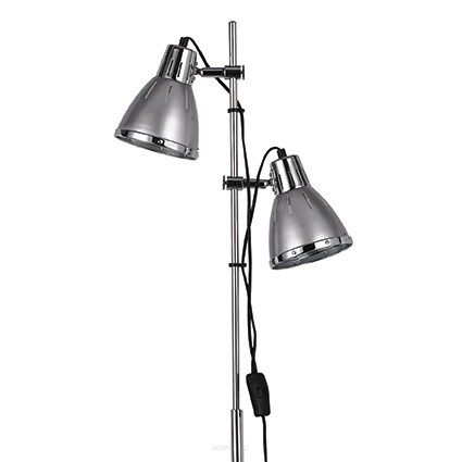 Lampa podłogowa ElVIS PT2 SREBRNY Ideal Lux 042794   Posiada regulowane ramię w kolorze srebrnym emaliowana na biało w środku