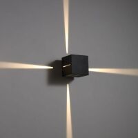 Kinkiet QUATRO 300/4 ELKIM Zewnętrzny kostka LED 3W IP65 Świeci GÓRA -DÓŁ-BOKI Biała lub czarna 3000K