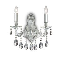 Kinkiet Gioconda AP2 ARGENTO Ideal Lux  044910   z odlewu metalu w kolorze srebrnym wisoiorki  z kryształków