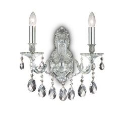 Kinkiet Gioconda AP2 ARGENTO Ideal Lux  044910   z odlewu metalu w kolorze srebrnym wisoiorki  z kryształków