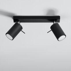 Stylowa Lampa sufitowa plafon RING 2 czarny SL.0092 SOLLUX LIGHTING nowoczesny klosze tuby