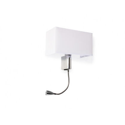 Kinkiet  AMADEO LED SQUARE WHITE Azzardo AZ2418+AZ2420 korpus w kolorze chromu biały prostokątny abażur  wysięgnik LED do czytania