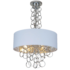  Lampa wisząca Cairo - P06496WH AG bogata forma biały klosz z jego wnętrza wydostają się chromowane  dekoracyjne okręgi