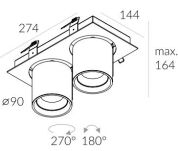 Lampa wpuszczana Auro Base 90x2 WP Labra  4.1173 dwie  tuby prostokątna podstawa techniczna LED różne kolory wykończenia - 4