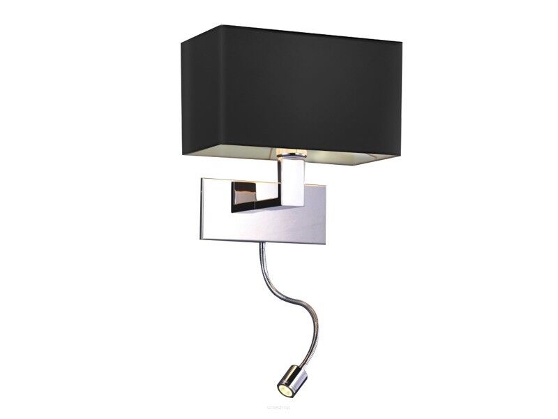 Kinkiet Martens AZzardo MB2251-B-LED-R BK AZ1558 z metalu w kolorze chromu i czarnego materiału w kształcie prostokąta nowoczesna do czytania LED