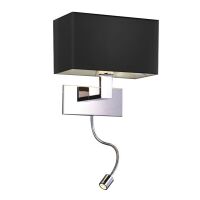 Kinkiet Martens AZzardo MB2251-B-LED-R BK AZ1558 z metalu w kolorze chromu i czarnego materiału w kształcie prostokąta nowoczesna do czytania LED