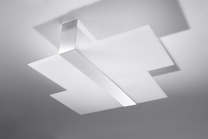 Lampa Sufitowa Plafon MASSIMO Chrom Mleczne Szkło SL.0188 Nowoczesna