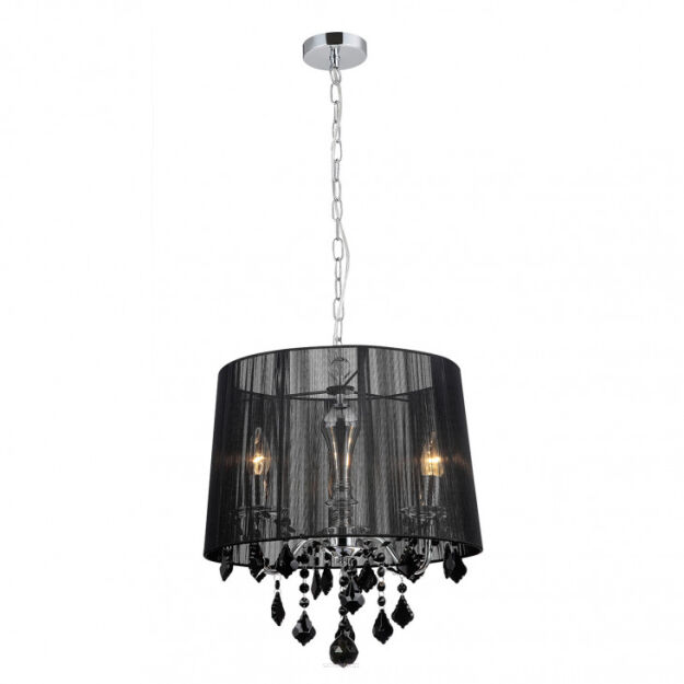 Lampa wisząca Cornelia MDM-2572/3 BK Italux Subtelny czarny abażur kryształki