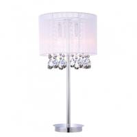 Lampa stołowa Essence MTM9262/3P WH Italux  biały abażur styl pałacowy elegancki kryształki