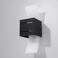 Lampa Ścienna Aluminiowa Kostka Kinkiet LORETO Czarny SL.0201 Nowoczesna mleczne szkło
