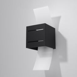 Lampa Ścienna Aluminiowa Kostka Kinkiet LORETO Czarny SL.0201 Nowoczesna mleczne szkło