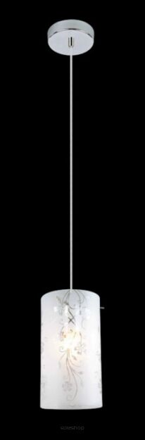 Lampa wisząca Valve Valve MDM1672/1  Italux  nowoczesna lampa wykończenie w kolorze chromu klosz w kształcie tuby ze szkła z dekoracyjnym motywem kwiatowym