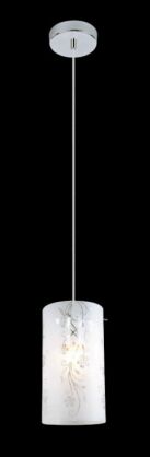Lampa wisząca Valve Valve MDM1672/1  Italux  nowoczesna lampa wykończenie w kolorze chromu klosz w kształcie tuby ze szkła z dekoracyjnym motywem kwiatowym