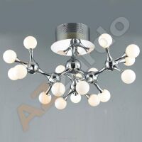 Plafon Neurono 18 AZzardo MD6199-18 AZ0553  wykonana z metalu w kolorze chromu oraz szkła o białym wykończeniu