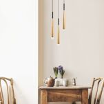 Lampa wisząca CONTE ZUMALINE MD1998A-3GL złoto/czarne smukłe podłużne klosze NOWOCZESNE I MINIMALISTYCZNE - 3