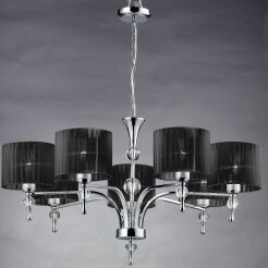 Lampa Wisząca Impress 7 Azzardo 1976-7P BK  z metalu o wykończeniu chromowanym i szklanym abażury w kolorze czarnym
