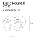 Plafon Basic Round II C0086 tuba podwójna aluminium Maxlight Metalowe elementy w kolorze czarnym techniczna - 2