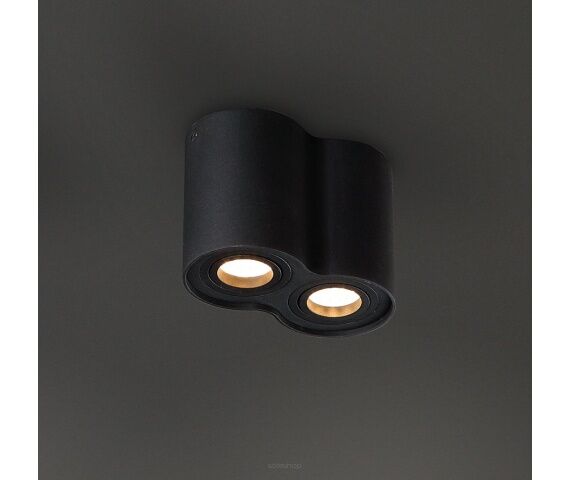 Plafon Basic Round II C0086 tuba podwójna aluminium Maxlight Metalowe elementy w kolorze czarnym techniczna