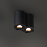 Plafon Basic Round II C0086 tuba podwójna aluminium Maxlight Metalowe elementy w kolorze czarnym techniczna