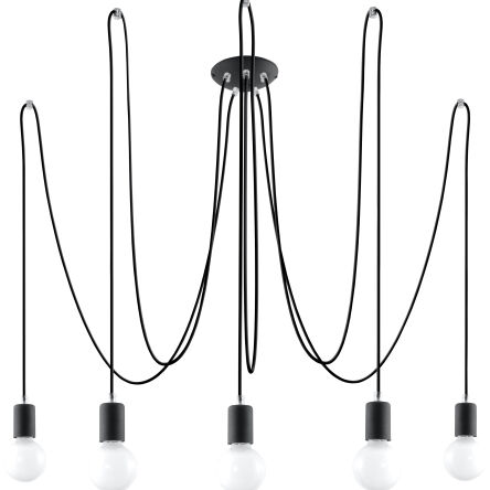 Industrialna Nowoczesna Lampa wisząca  EDISON 5 Czarny SL.0371 Zwis pająk 