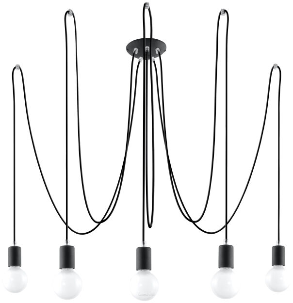 Industrialna Nowoczesna Lampa wisząca  EDISON 5 Czarny SL.0371 Zwis pająk 