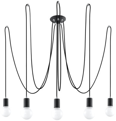 Industrialna Nowoczesna Lampa wisząca  EDISON 5 Czarny SL.0371 Zwis pająk 