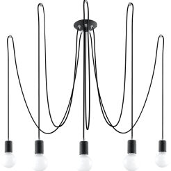 Industrialna Nowoczesna Lampa wisząca  EDISON 5 Czarny SL.0371 Zwis pająk 