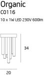 Lampa sufitowa plafon  ORGANIC COPPER C0116 plafon mały Maxfliz lampa jest w stylu nowoczesnym wykonana z miedzianych rurek zakończonych źródłem światła led - 2