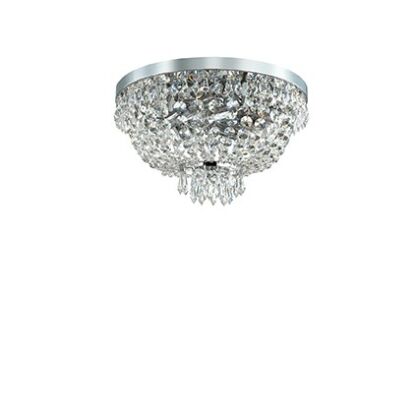 Plafon CAESAR PL5 CHROM Ideal Lux 103792  klosz  z ciętych kryształów rama w kolorze chromu