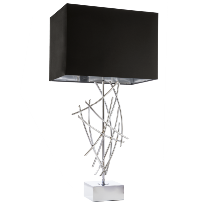  Lampa stołowa  Panama - T01953CH Cosmo Light  Klosz jest czary ze srebrnym wnętrzem podstawa przypomina żakiel