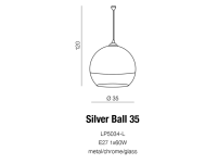 Lampa wisząca Silver Ball 35 AZzardo LP-5034L  AZ0732 kula w kolorze chromu i transparentnego szkła - 5
