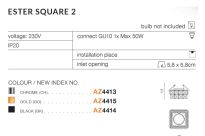 Oprawa wpuszczana ESTER SQUARE 2 AZ4413 AZZARDO kryształki i chromowy akcent - 2