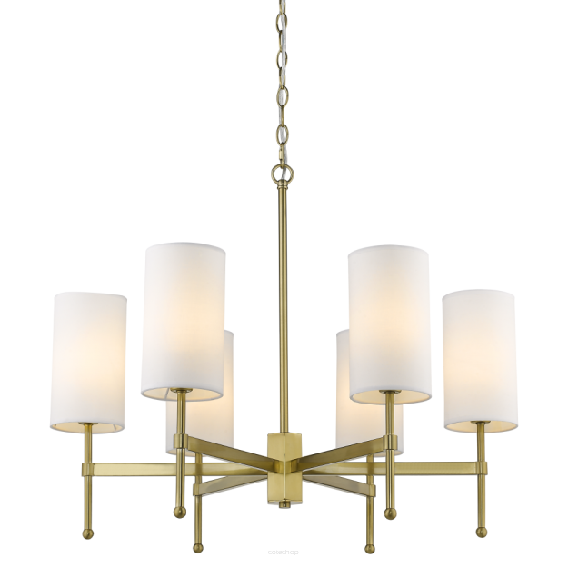 LAMPA WISZĄCA DENVER P06970WH AU ELEGANCKA ZE ZŁOTYM KORPUSEM I TRADYCYJNYMI BIAŁYMI ABAŻURAMI COSMO LIGHT 