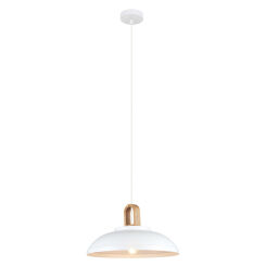 Lampa wisząca Danito MDM3153/1M W italux biała z elemetem drewna