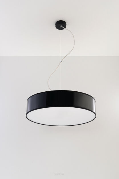 Elegancka Lampa Sufitowa Koło Wisząca ARENA 45  SL. 0118 klosz z tworzywa sztucznego w kolorze czarnym w kształcie walca
