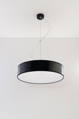 Elegancka Lampa Sufitowa Koło Wisząca ARENA 45  SL. 0118 klosz z tworzywa sztucznego w kolorze czarnym w kształcie walca