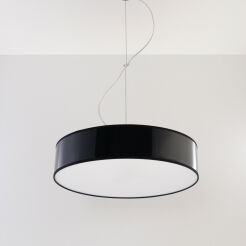 Elegancka Lampa Sufitowa Koło Wisząca ARENA 45  SL. 0118 klosz z tworzywa sztucznego w kolorze czarnym w kształcie walca