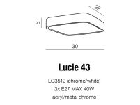 Plafon Lucie 43  AZzardo LC3512 AZ1309 prostokat o zaokrąglonych bokach wykończnie w kolorze chromu mleczne szkło IP44 - 3